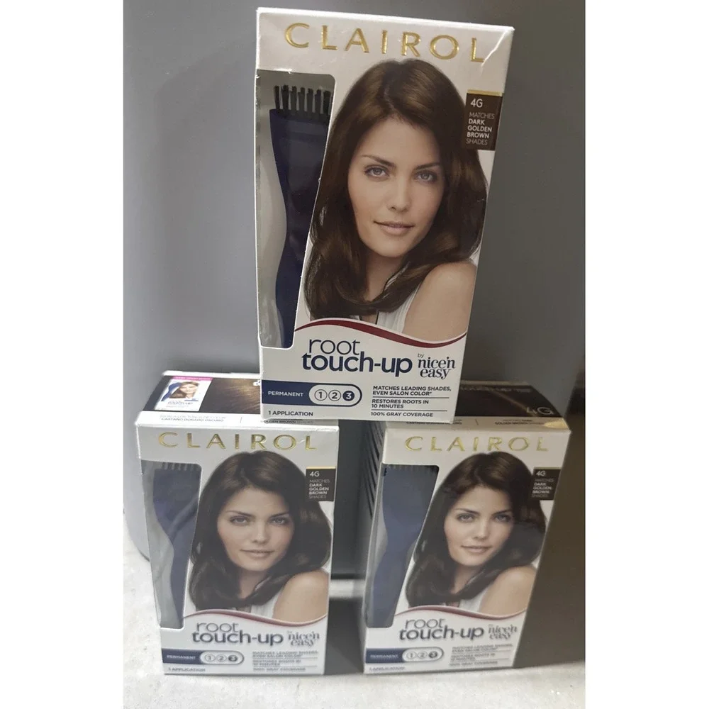 Clairol Root Touch Up Permanent Hair Color Creme 4G Dark Golden Brown Shades X 3